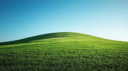 Obraz premium Green Hill Under Blue Sky Serene Landscape Meadow Peaceful Scene
