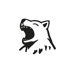 Howling Wolf Head Illustration – Wild Animal Art in Black Ink Tattoo Style