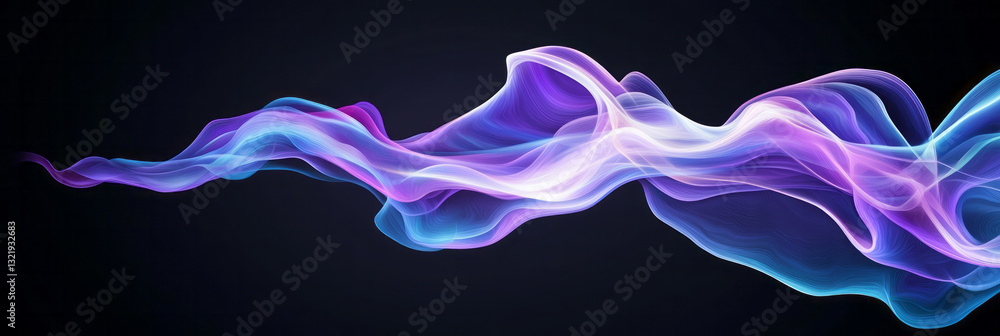 Aufkleber a high-definition digital design capturing the dynamic interplay of glowing purple lines that flow