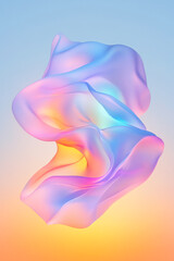 Fototapeta premium A visionary digital composition highlighting luminous, iridescent metallic fabric gently floating,