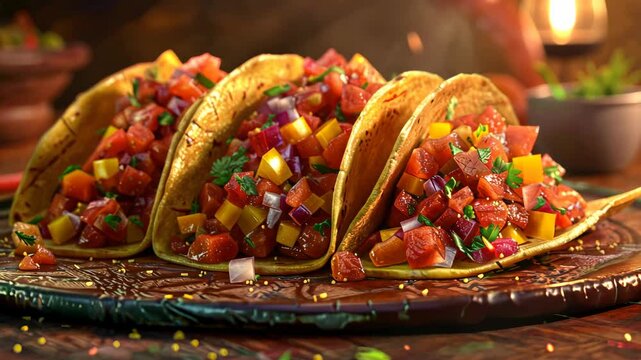 National Taco Day tacos with salsa, October 4th - Powered by Adobe