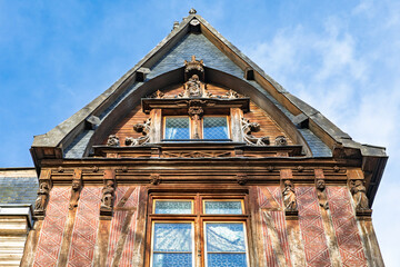 ROUEN, NORMANDY, FRANCE - 2025: Rougemare square, Le Vieux Logis, half-timbered and red-brick...