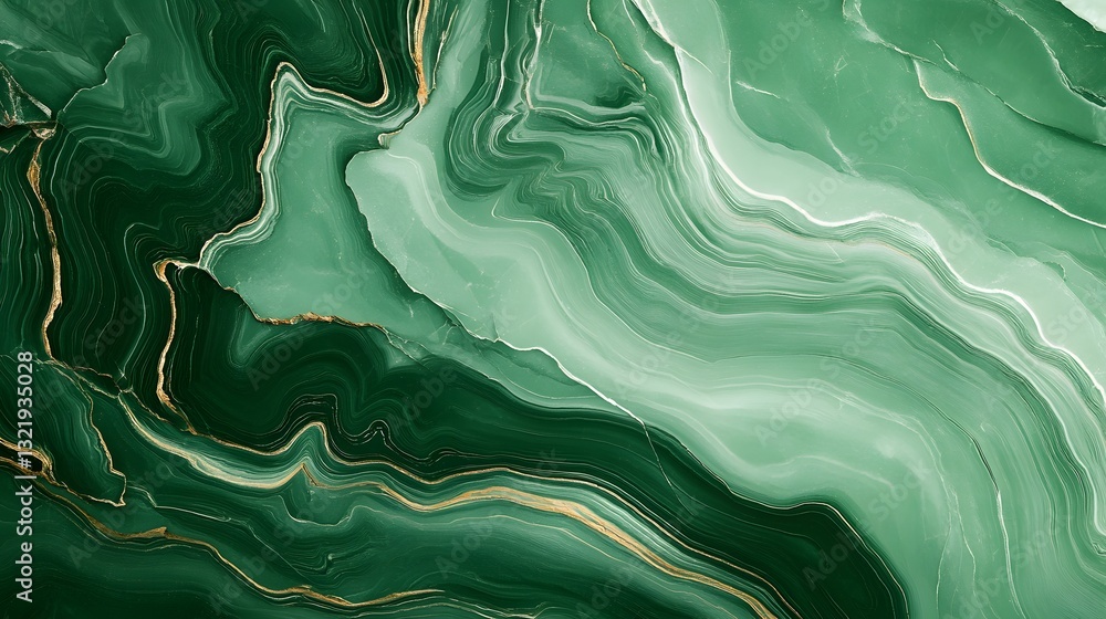 Poster elegant green marble background with abstract fluid patterns