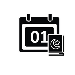 Islamic icon. Islamic calendar vector. for the time and date in the holy month. events, iftar together, recitation time, sahur. Solid design style