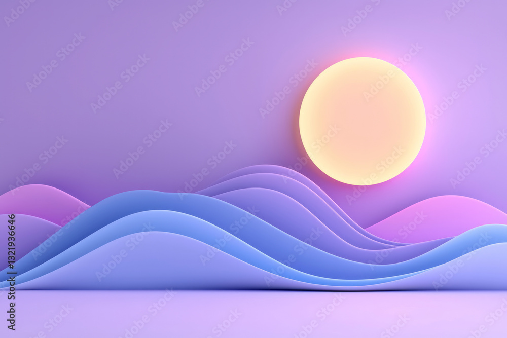 Aufkleber a minimalist digital composition showcasing smooth, layered navy-blue waves dynamically positioned