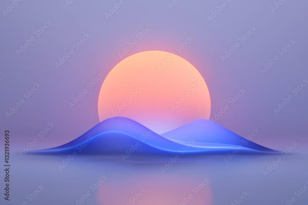 Leinwandbilder A minimalist digital composition showcasing smooth, layered navy-blue waves dynamically positioned