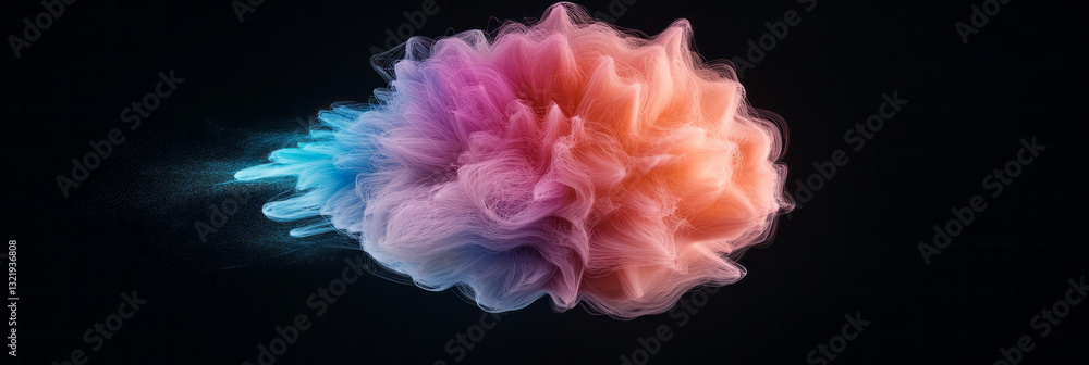 Poster a futuristic digital artwork depicting intricate, multi-colored swirling particles dynamically