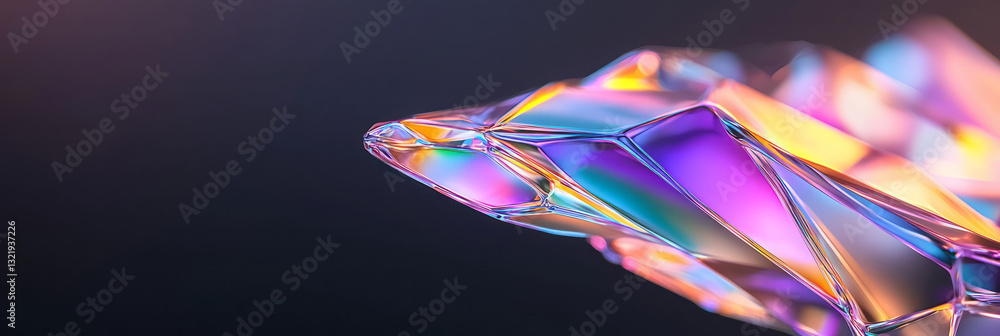 Aufkleber a sophisticated digital artwork showcasing a multi-faceted polygonal structure in luminous purple