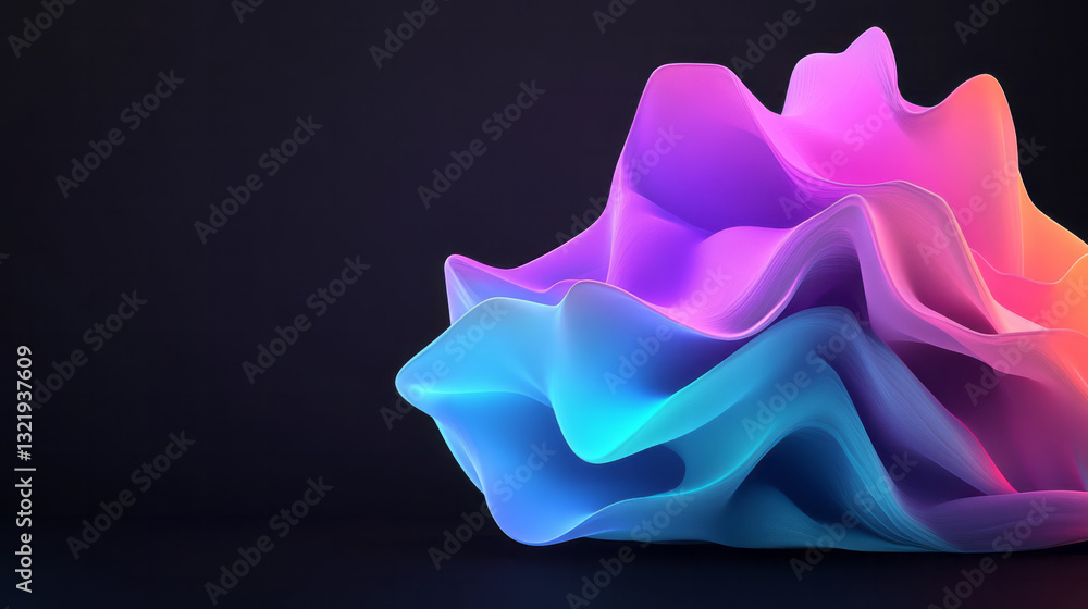 Poster A high-definition digital design of futuristic polygonal shapes gently shifting between luminous