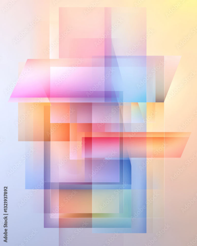 Poster a sophisticated abstract illustration showcasing translucent polygonal geometry gracefully rendered