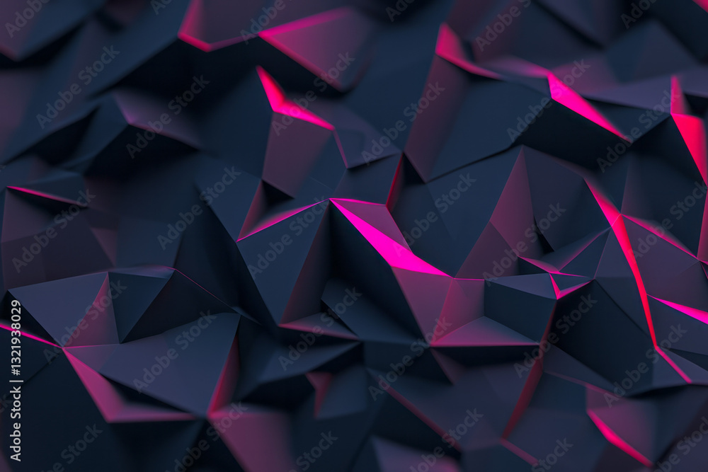 Aufkleber a high-definition digital rendering of edgy, sharply faceted polygon surfaces glowing in luminous