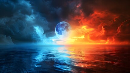 a yellow moon in the clouds