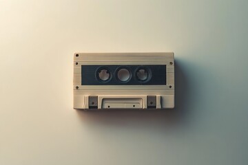Fototapeta premium Vintage audio cassette tape on minimalist background with soft lighting
