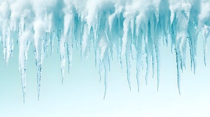 Stunning Icicles Hanging from Roof in Winter Frosty Background