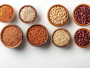 Exploring the variety of legumes in beautiful wooden bowls gourmet kitchen food photography natural light