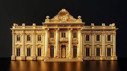 Obraz premium A golden architectural structure featuring elaborate facades and intricate details