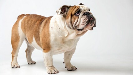 Obraz premium Bulldog in full view on white studio background