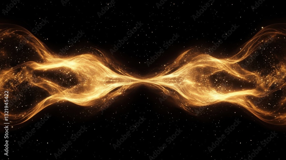 Poster glowing abstract energy patterns appear symmetrical against the dark space
