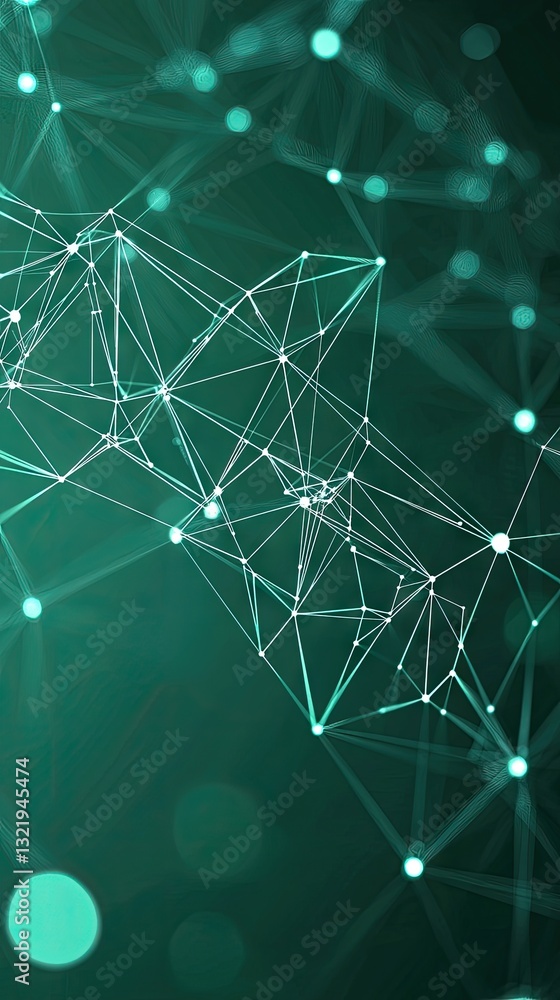 Poster abstract teal network connections; digital data flow; technology background; website header