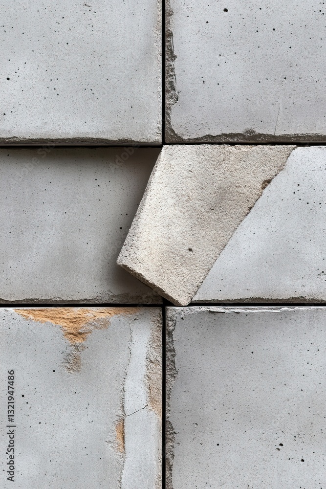 Poster concrete tiles with a unique angular piece creating an interesting pattern.