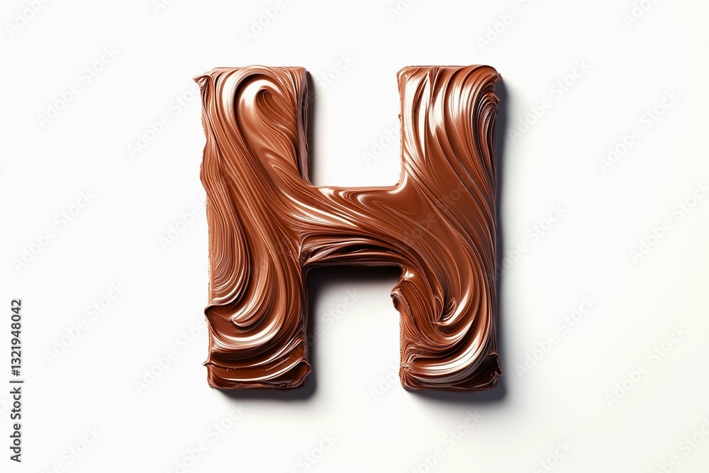 Fototapete letter h designed with flowing cocoa texture isolated on white background