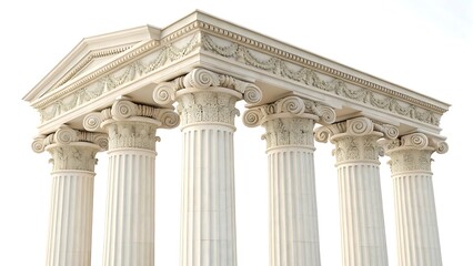 Obraz premium Ionic Columns – Classical Architecture on a White Background