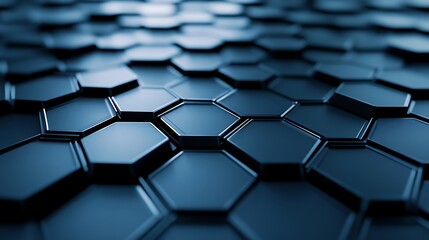 Fototapeta premium Abstract Metallic Blue Hexagon Background - Geometric Design, Technology, Modern, Texture, and Creative Art.