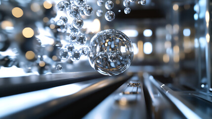 Realistic close-up animation of the mass-energy equivalence principle, visualizing energy released from a small amount of mass using the famous equation E=mc² 