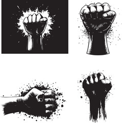 Clenched Fist with Explosion silhouette vector