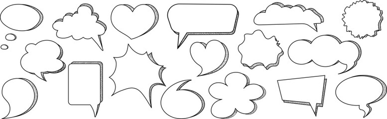 Set of hand drawn speech bubbles