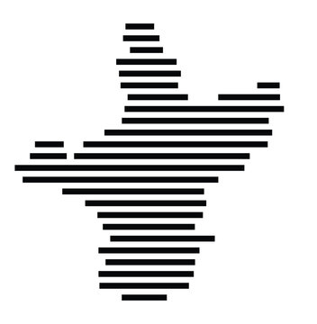 Symbol Map of the City Backnang (Germany) showing the city with just a few black horizontal lines