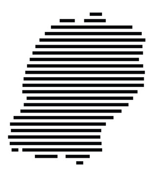 Symbol Map of the City Baesweiler (Germany) showing the city with just a few black horizontal lines