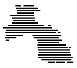 Symbol Map of the City Bitterfeld-Wolfen (Germany) showing the city with just a few black horizontal lines