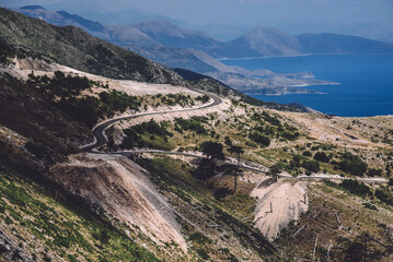 Panoramic Landscape with Llogara Pass Coastal Road