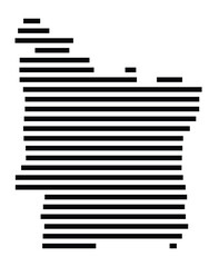 Symbol Map of the City Erlangen (Germany) showing the city with just a few black horizontal lines