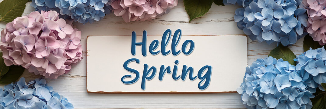 Welcoming spring with vibrant hydrangeas and cheerful greetings