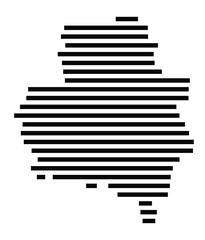 Symbol Map of the City Fuerth (Germany) showing the city with just a few black horizontal lines