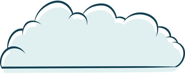 Cute cloud in white and blue, with transparent background, hand draw, comic
