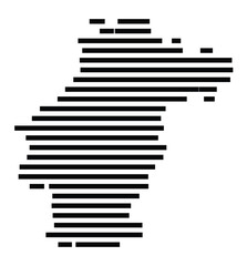 Symbol Map of the City Grevenbroich (Germany) showing the city with just a few black horizontal lines
