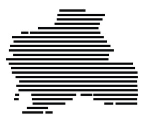 Symbol Map of the City Guestrow (Germany) showing the city with just a few black horizontal lines