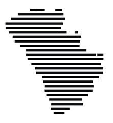 Symbol Map of the City Hueckelhoven (Germany) showing the city with just a few black horizontal lines