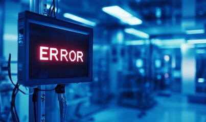 Monitor displays a prominent red error message.