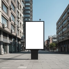 Obraz premium A large, blank white billboard standing alone on a modern city street, showcasing a billboard mockup.
