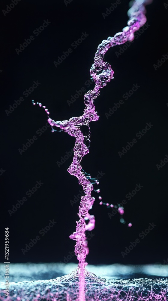 Poster intricate patterns of purple bubble stream against dark background