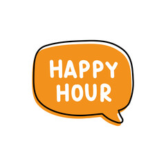 Happy Hour. Badge, icon, logo vector design illustration on white background
