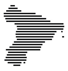 Symbol Map of the City Kleve (Germany) showing the city with just a few black horizontal lines