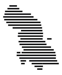 Symbol Map of the City Konstanz (Germany) showing the city with just a few black horizontal lines