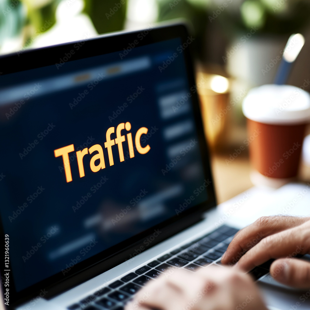 Poster understanding online traffic management using laptop technology digital workspace remote environment