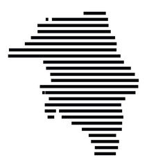 Symbol Map of the City Lingen (Ems) (Germany) showing the city with just a few black horizontal lines