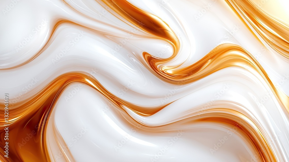 Poster abstract swirling patterns in white and gold create a luxurious appearance.